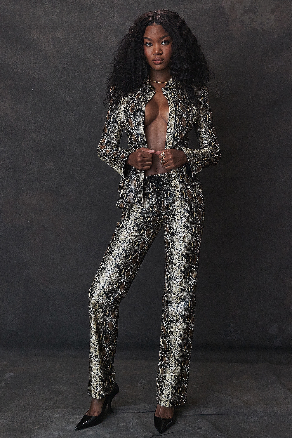 Serina  Snake Print Vegan Leather Trousers — image 11