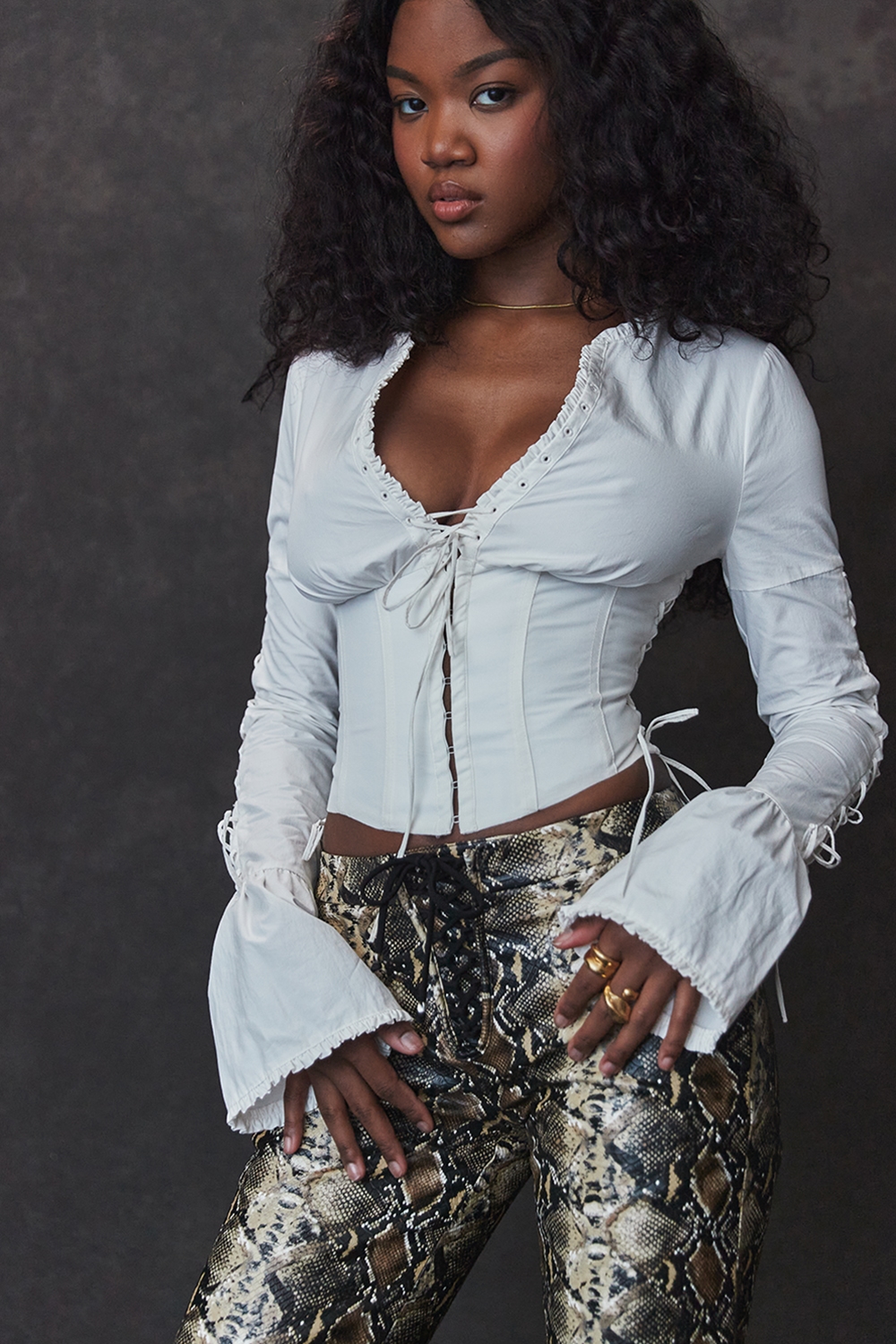 Anissa  White Lace Up Top — image 9