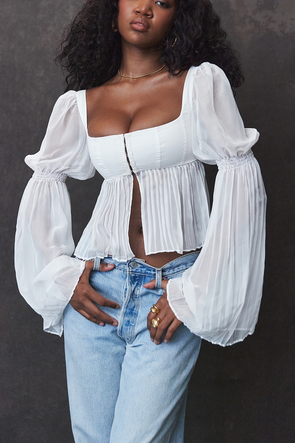 Lucie  White Pleated Top — image 2