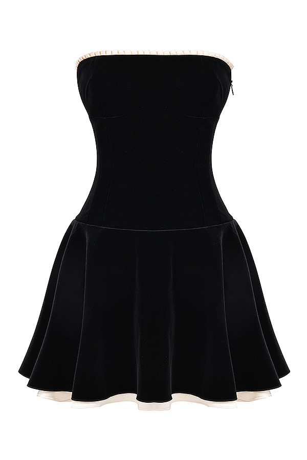 Marilla  Black Velvet Strapless Dress — image 15