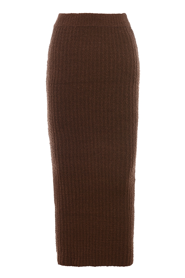 Sloane  Chocolate Soft Cotton Boucle Maxi Skirt — image 9