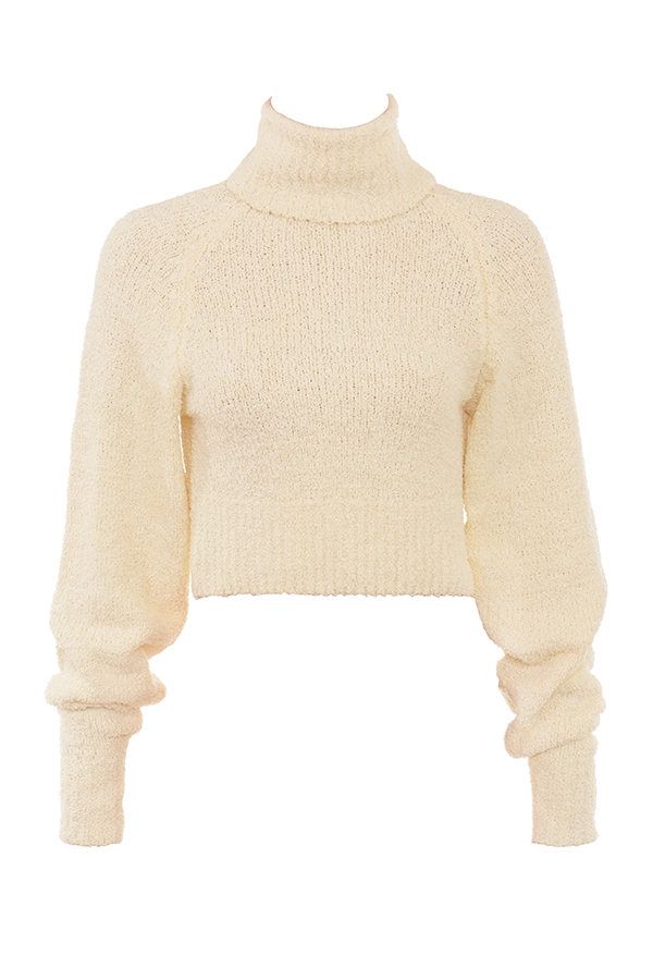 Nyala  Cream Soft Boucle Knit Cropped Sweater — image 14