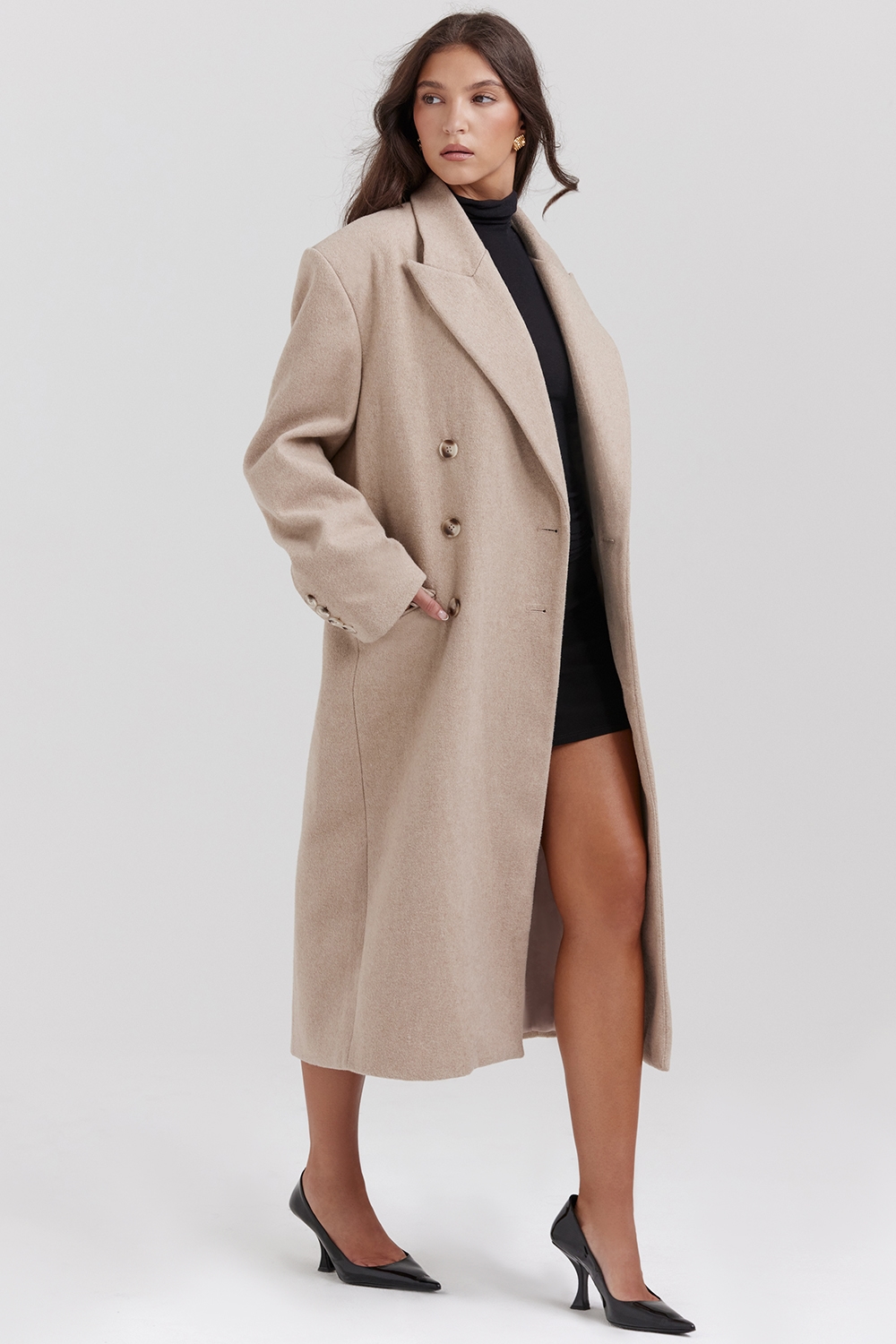 Carter  Oatmeal Double Breasted Coat — image 7