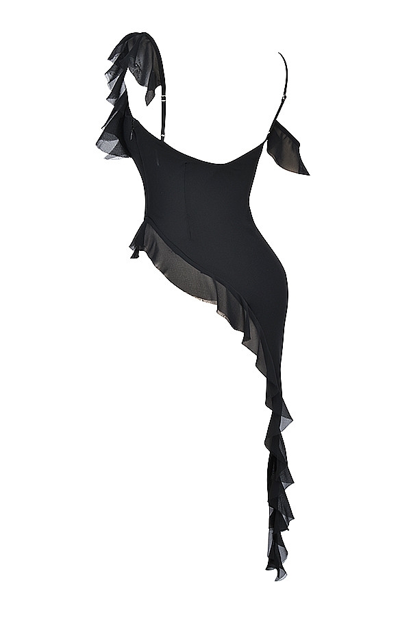 Mistress Rocks Black Asymmetric Ruffle Top - SALE — image 12