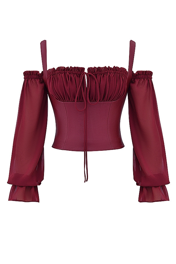 Mistress Rocks Mahogany Puff Sleeve Corset - SALE — image 12