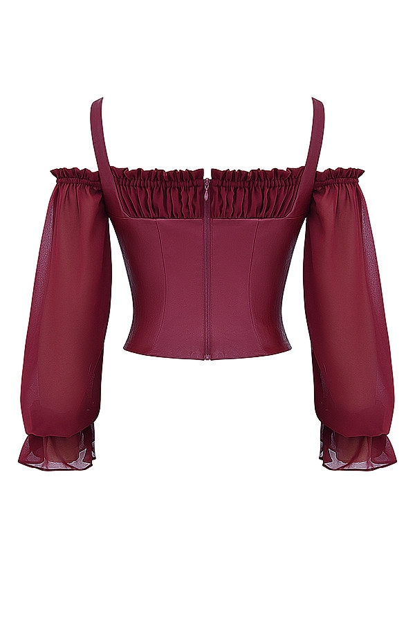 Mistress Rocks Mahogany Puff Sleeve Corset - SALE — image 14