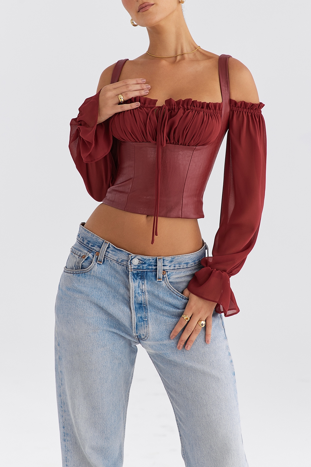 Mistress Rocks Mahogany Puff Sleeve Corset - SALE — image 4