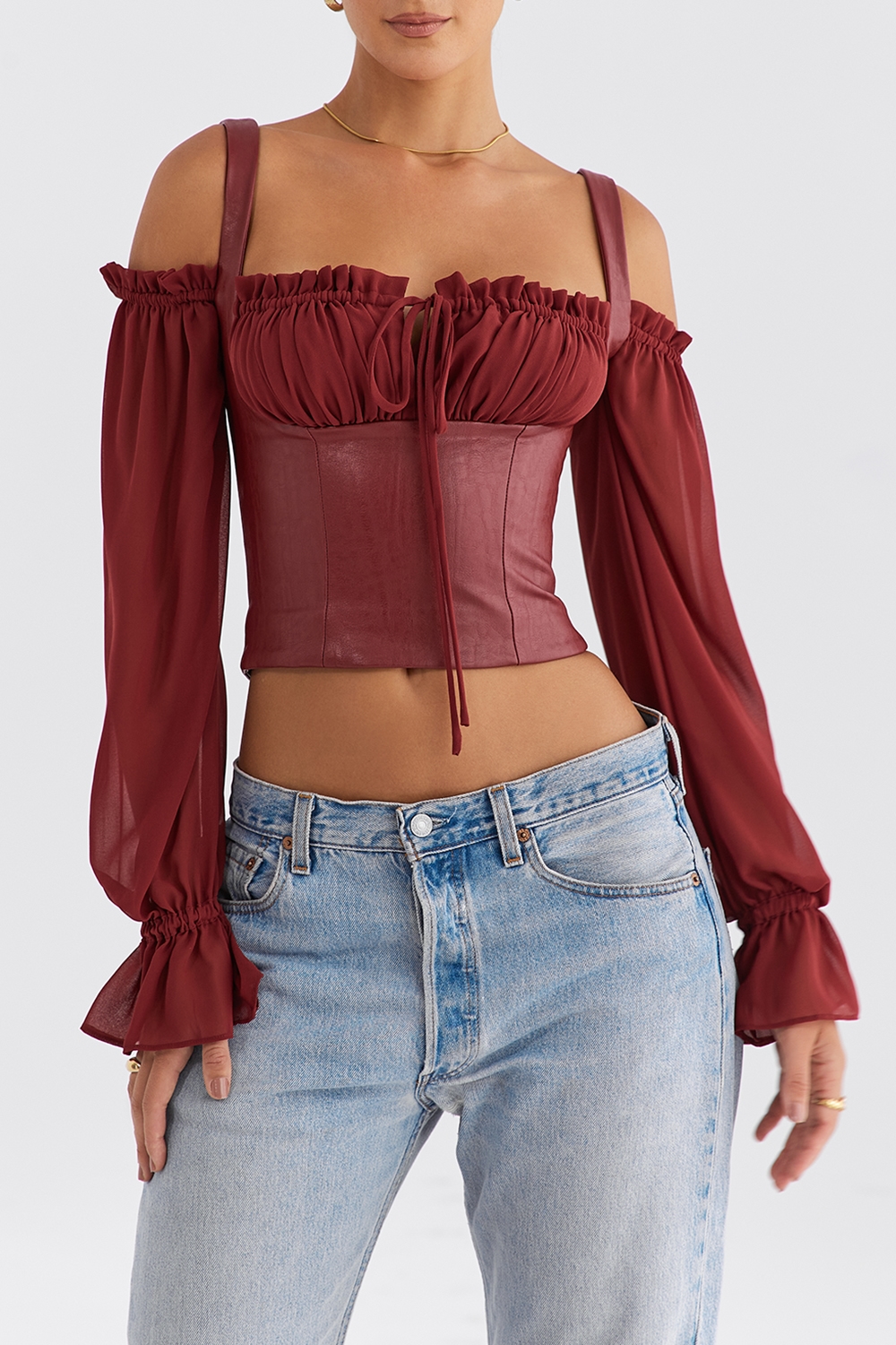 Mistress Rocks Mahogany Puff Sleeve Corset - SALE — image 5