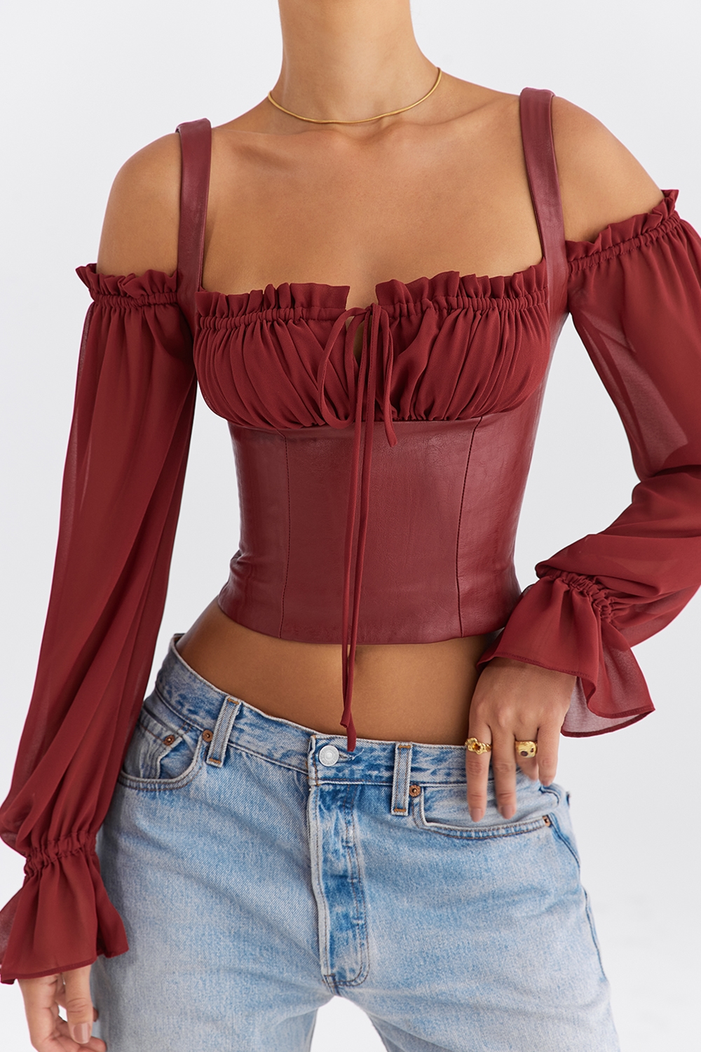 Mistress Rocks Mahogany Puff Sleeve Corset - SALE — image 6