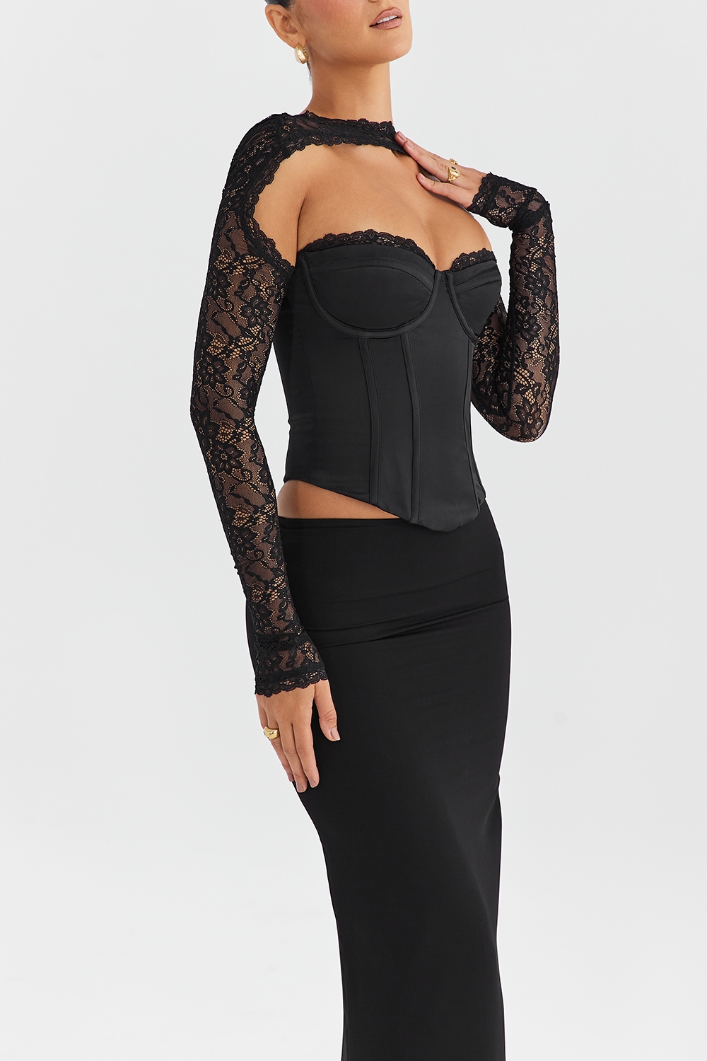 Mistress Rocks Black Satin & Lace Corset - SALE — image 7
