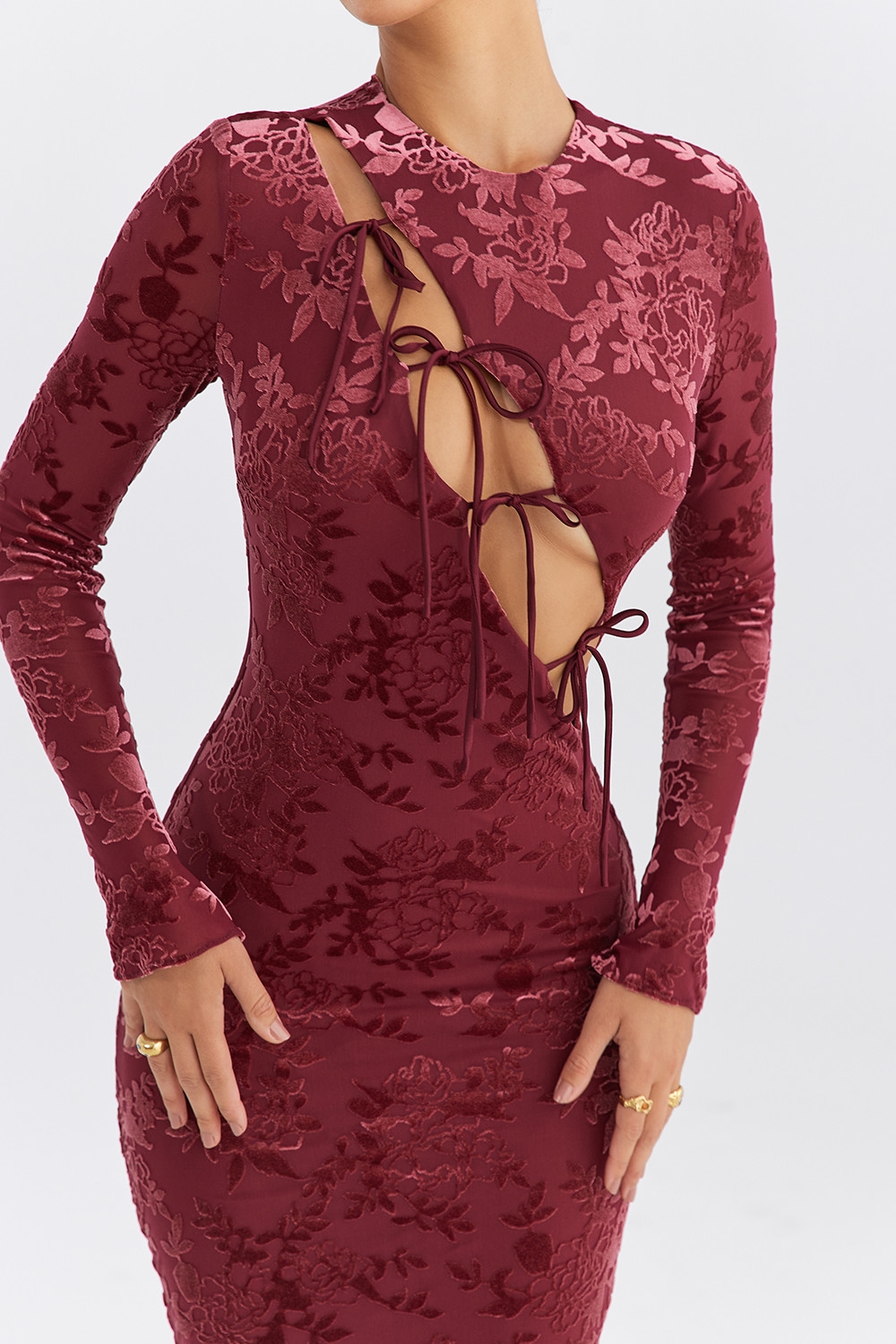 Mistress Rocks Mahogany Devore Midi Dress - SALE — image 4