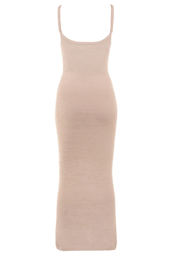 Fayette  Beige Soft Fluffy Knit Maxi Dress — image 10
