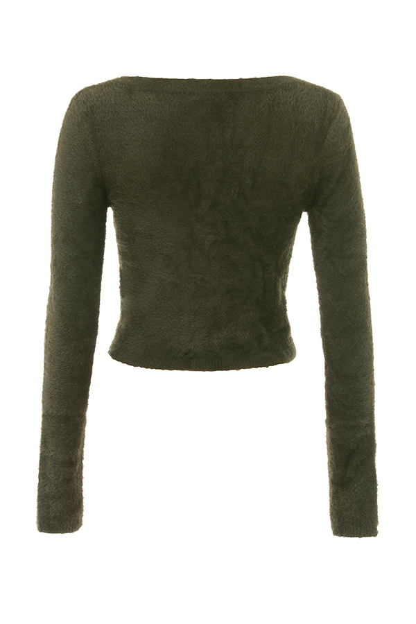 Gene  Khaki Soft Fluffy Knit Cardigan — image 16