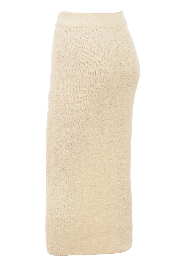 Mishka  Cream Soft Boucle Knit Midi Skirt — image 11