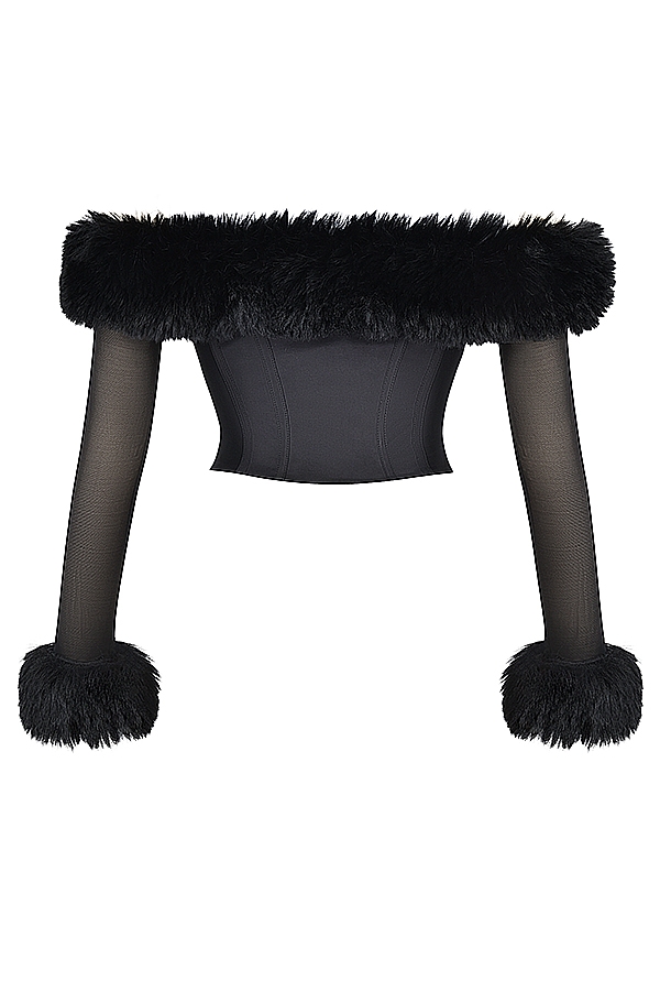 Merle  Black Faux Fur Trim Corset — image 12