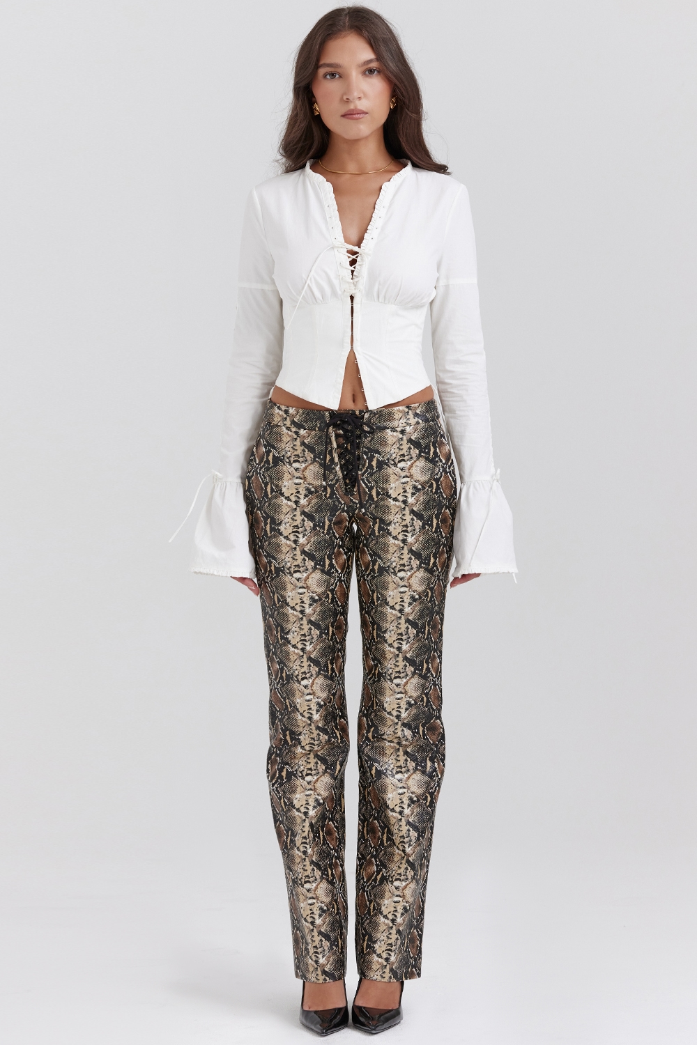 Serina  Snake Print Vegan Leather Trousers — image 3