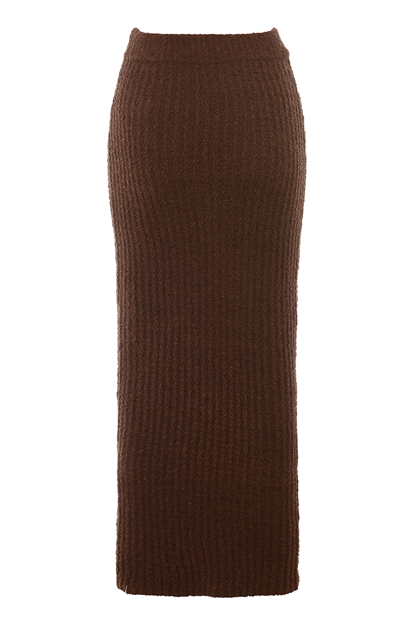 Sloane  Chocolate Soft Cotton Boucle Maxi Skirt — image 11