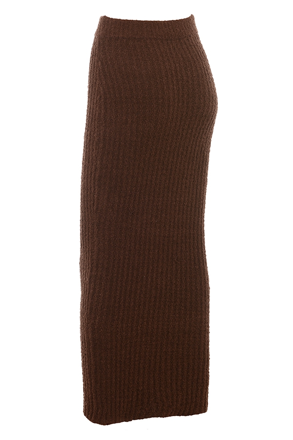 Sloane  Chocolate Soft Cotton Boucle Maxi Skirt — image 10
