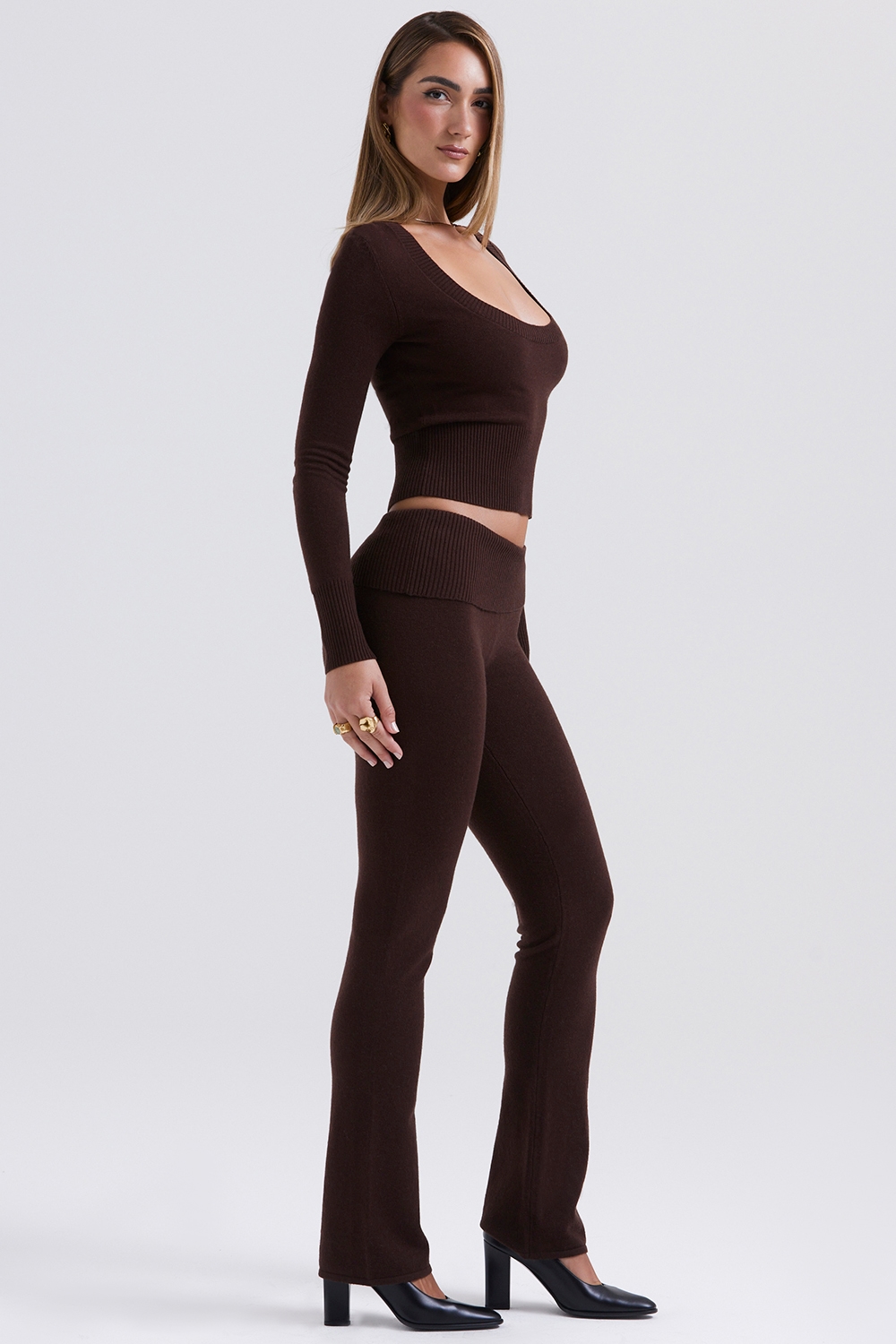Ama  Chocolate Cashmere Blend Trousers — image 6
