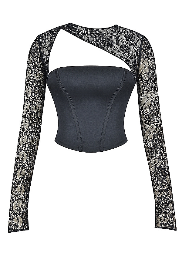 Mistress Rocks Black Satin & Lace Corset - SALE — image 12