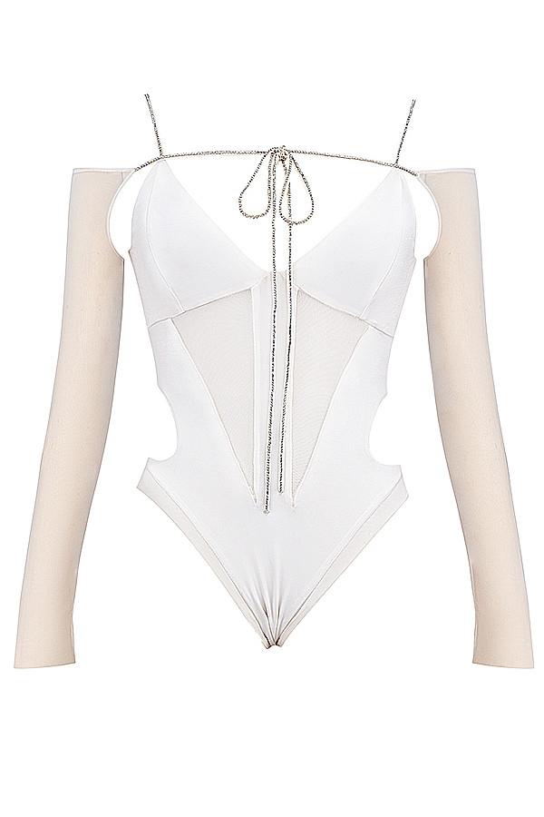 Mistress Rocks Ivory Crystallised Bodysuit - SALE — image 11