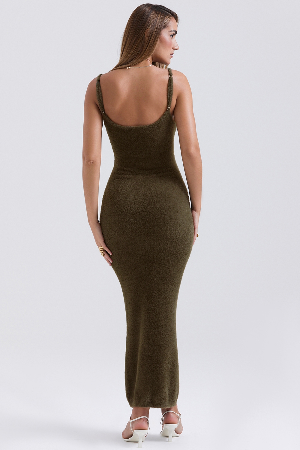 Fayette  Khaki Soft Fluffy Knit Maxi Dress — image 6