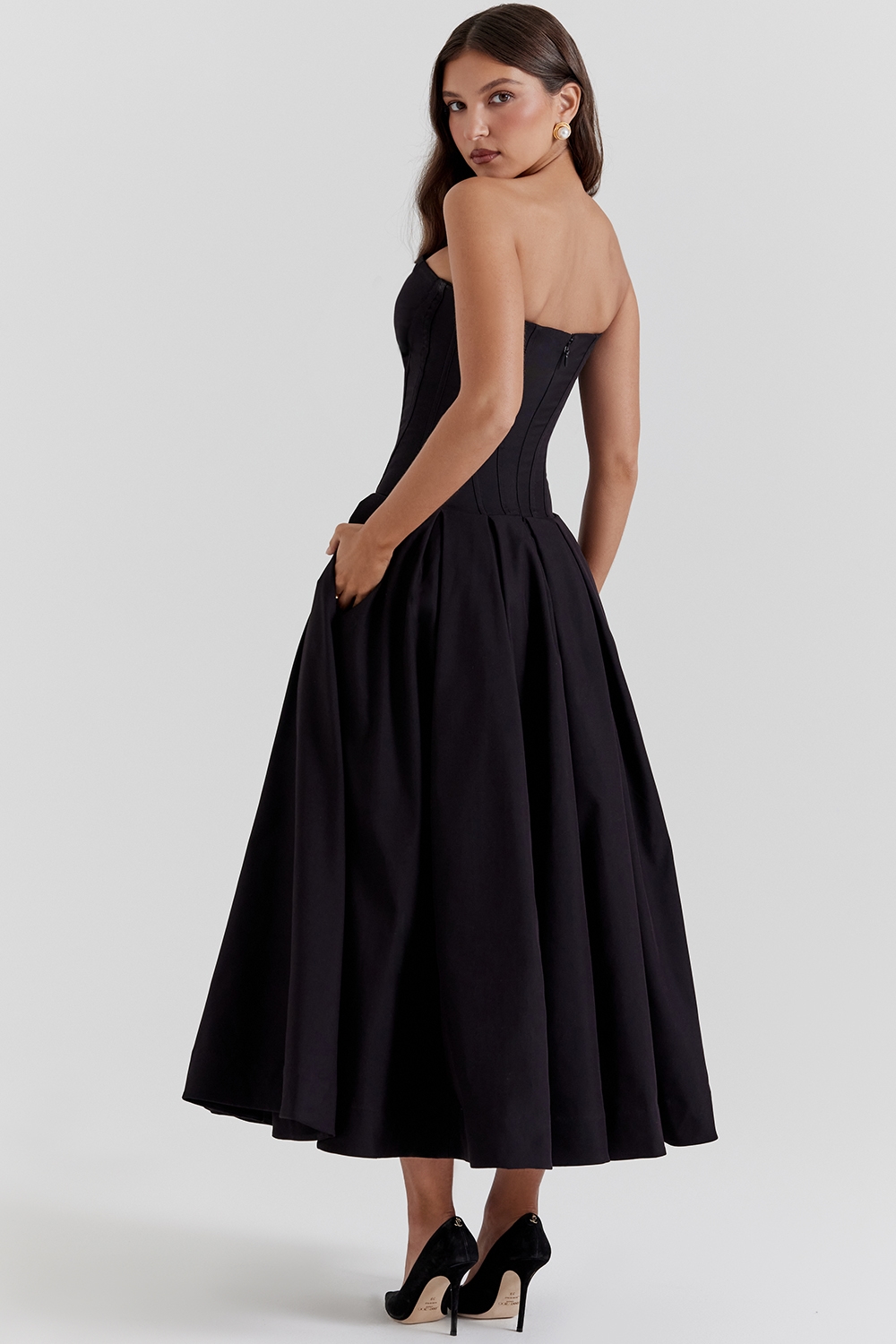 Lady  Black Strapless Midi Dress — image 9