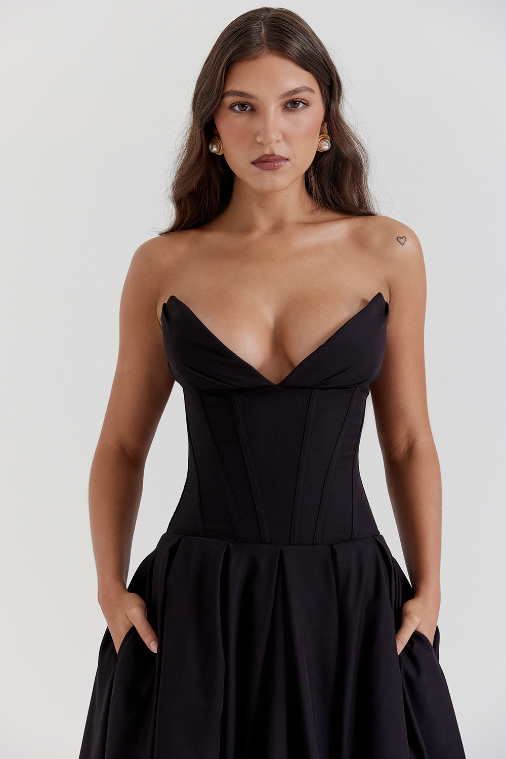 Lady  Black Strapless Midi Dress — image 6