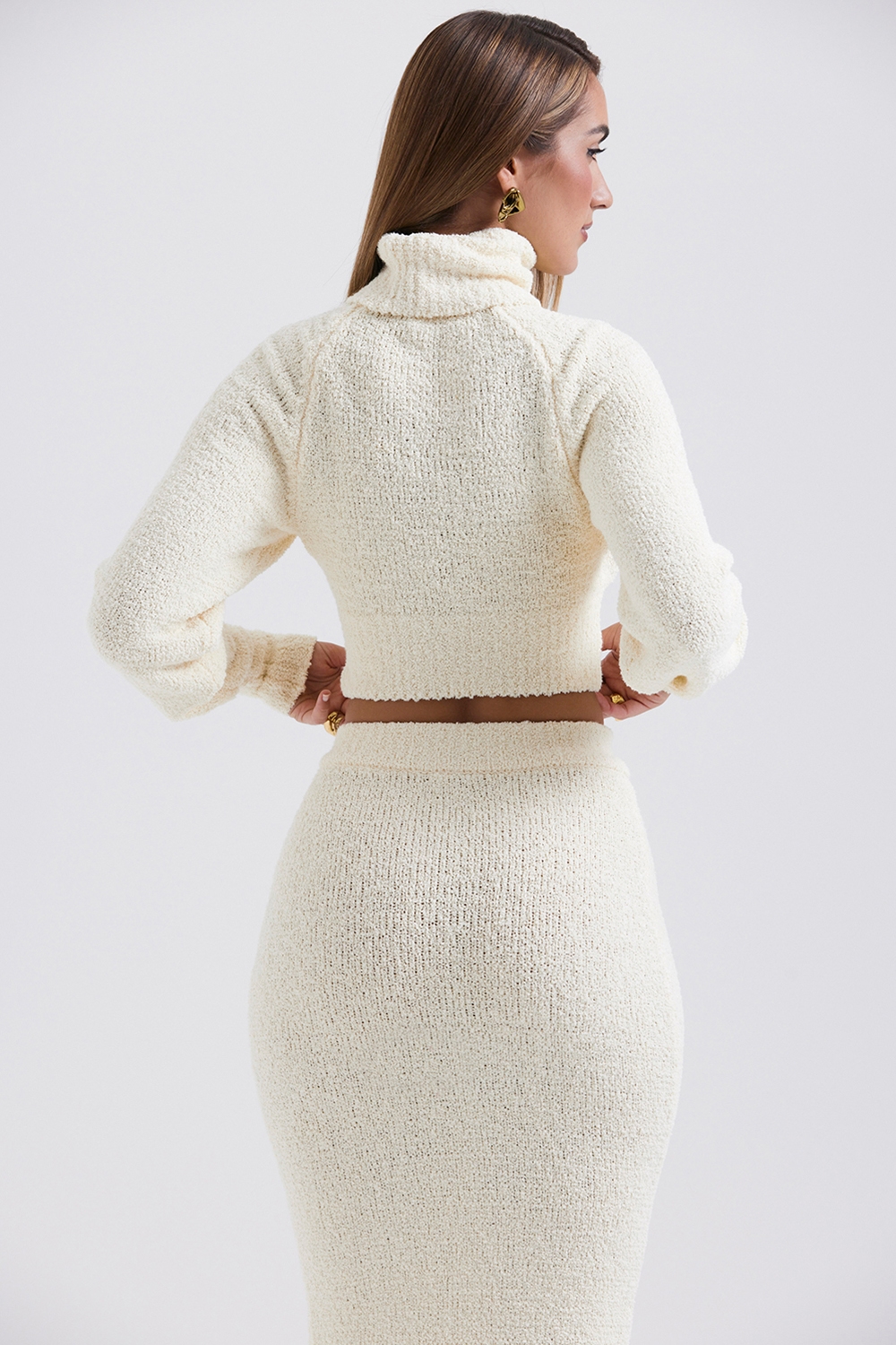 Nyala  Cream Soft Boucle Knit Cropped Sweater — image 9