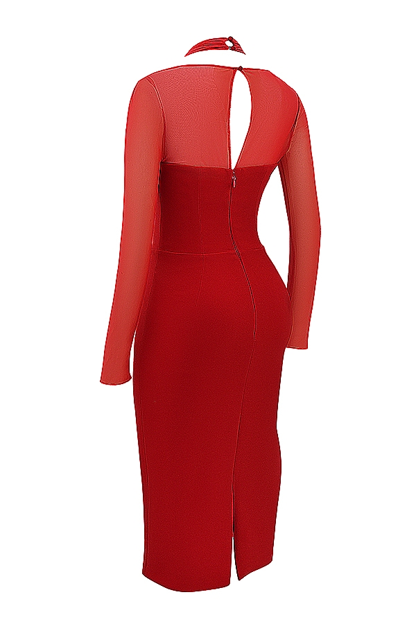 Yasmin  Scarlet Plunge Midi Dress — image 13