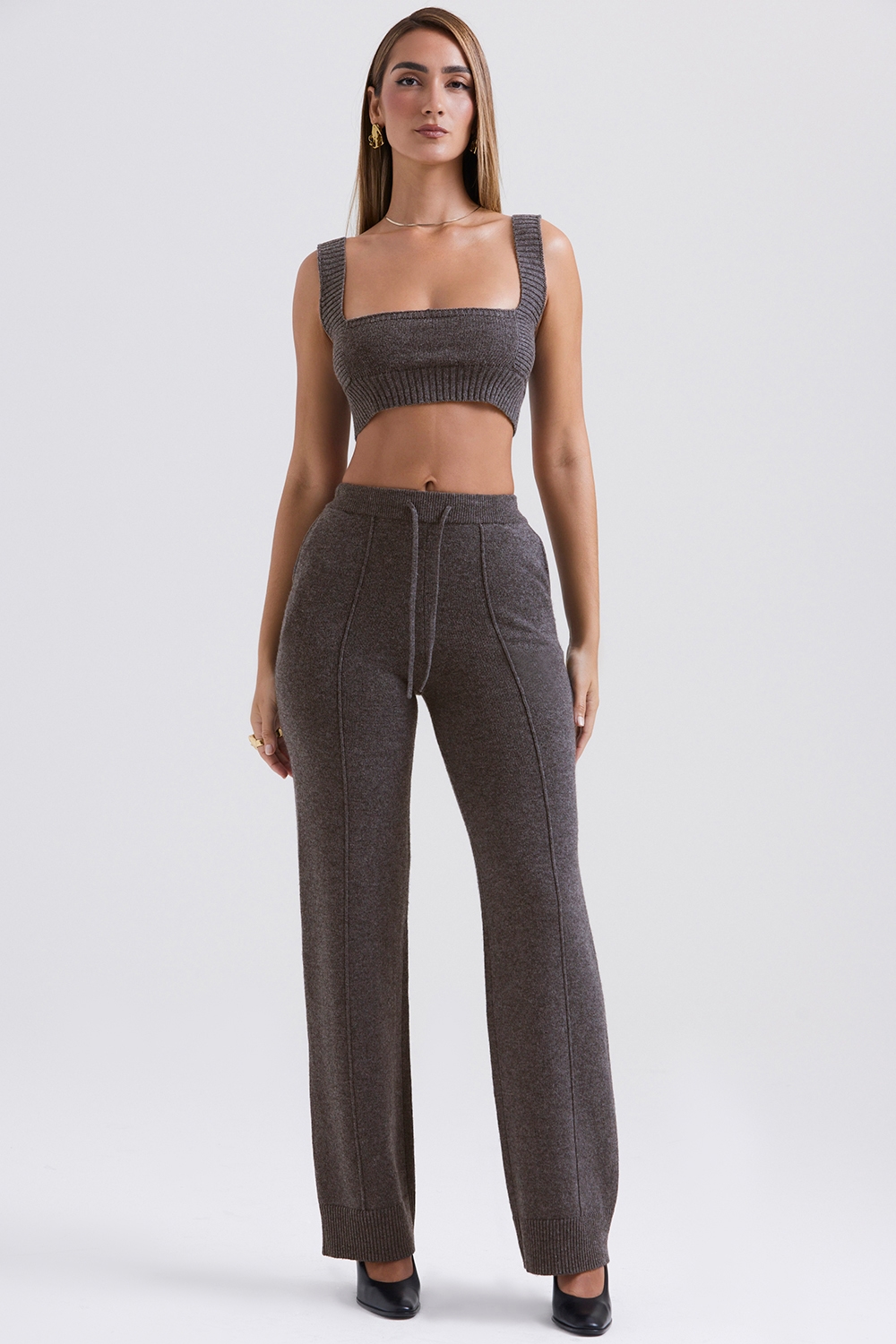 Yalina  Charcoal Cashmere Blend Trousers — image 2