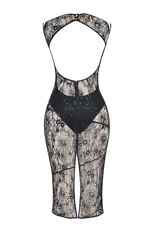 Mistress Rocks Black Sequin Lace Midi Dress With Bodysuit - SALE — image 12