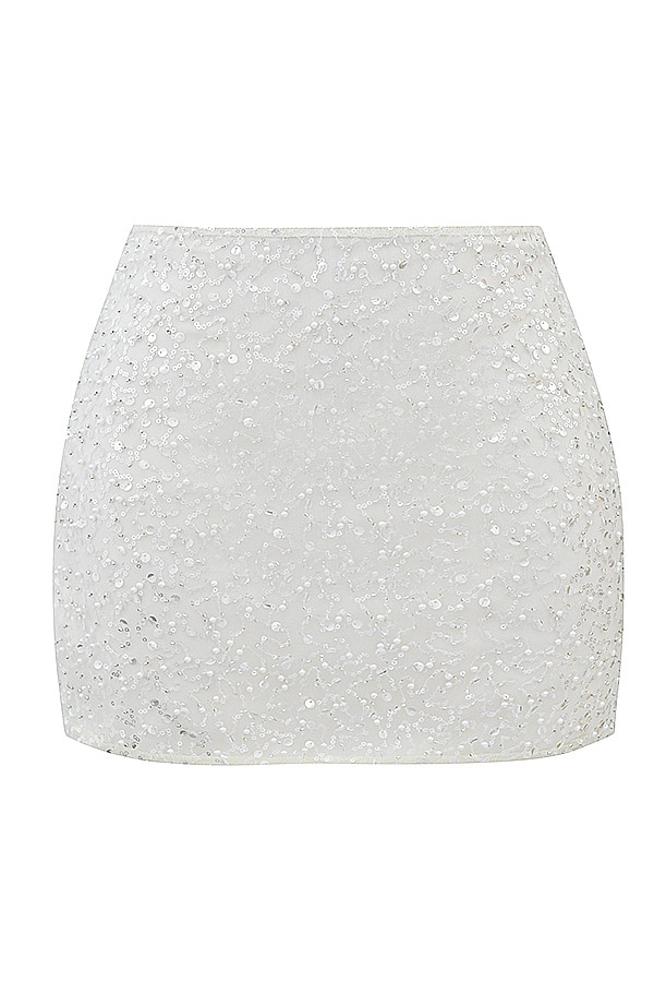 Mistress Rocks Ivory Sequin Beaded Mini Skirt - SALE — image 12
