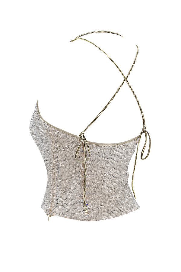 Mistress Rocks Sandstone Sequin Open Back Top - SALE — image 12