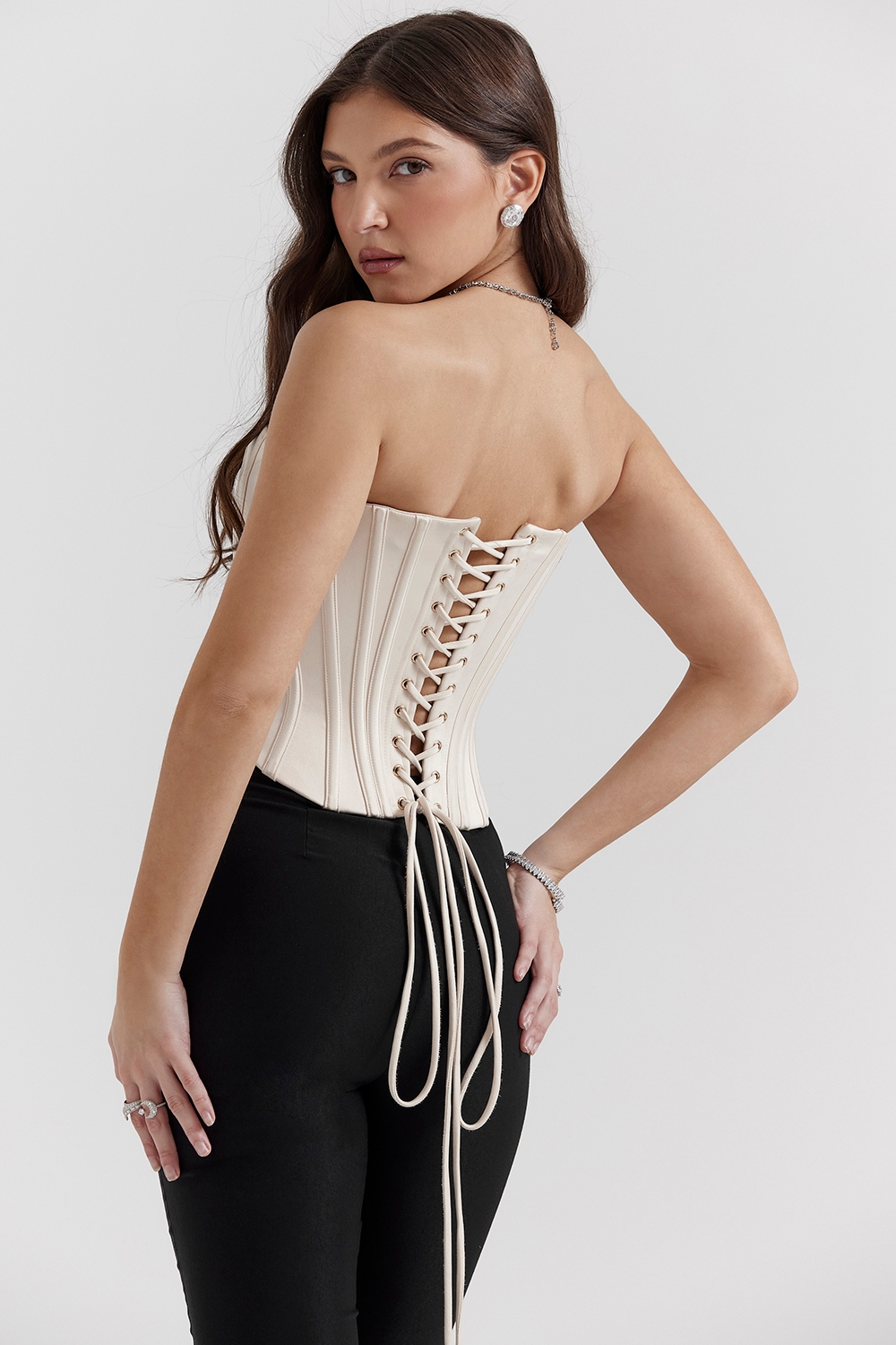 Genevieve  Vintage Cream Lace Back Corset — image 9