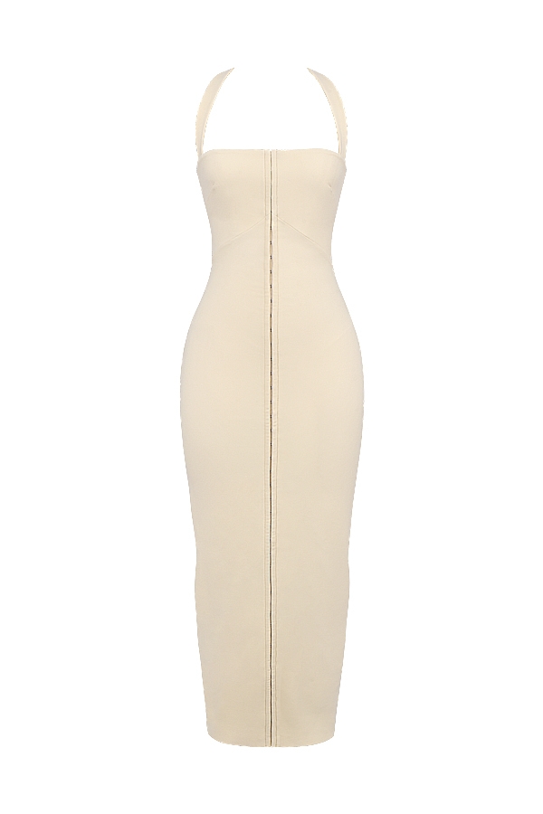 Mia  Ecru Halter Maxi Dress — image 10