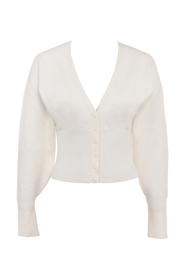 Noor  Off White Knitted Cardigan — image 12