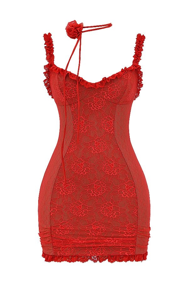 Mistress Rocks Red Rose Lace Mini Dress - SALE — image 13