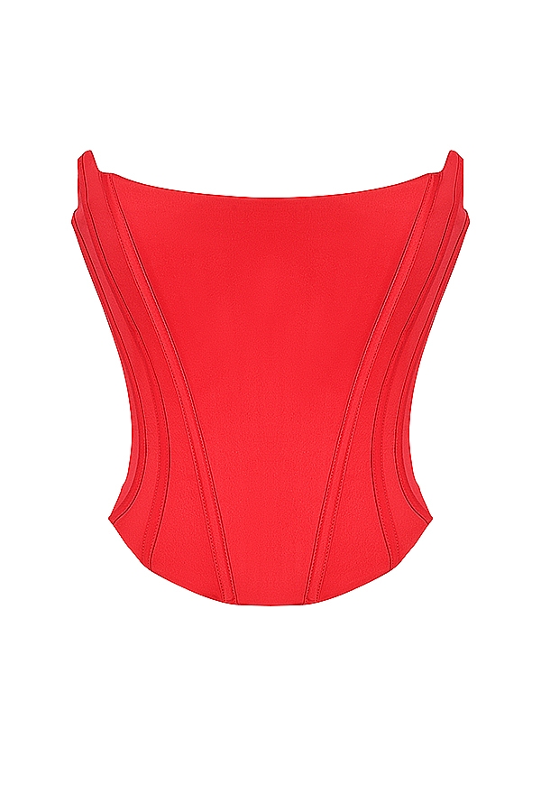 Genevieve  Scarlet Satin Lace Back Corset — image 10
