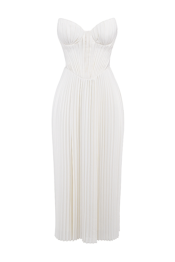 Amorata  Ivory Pleated Maxi Dress — image 13