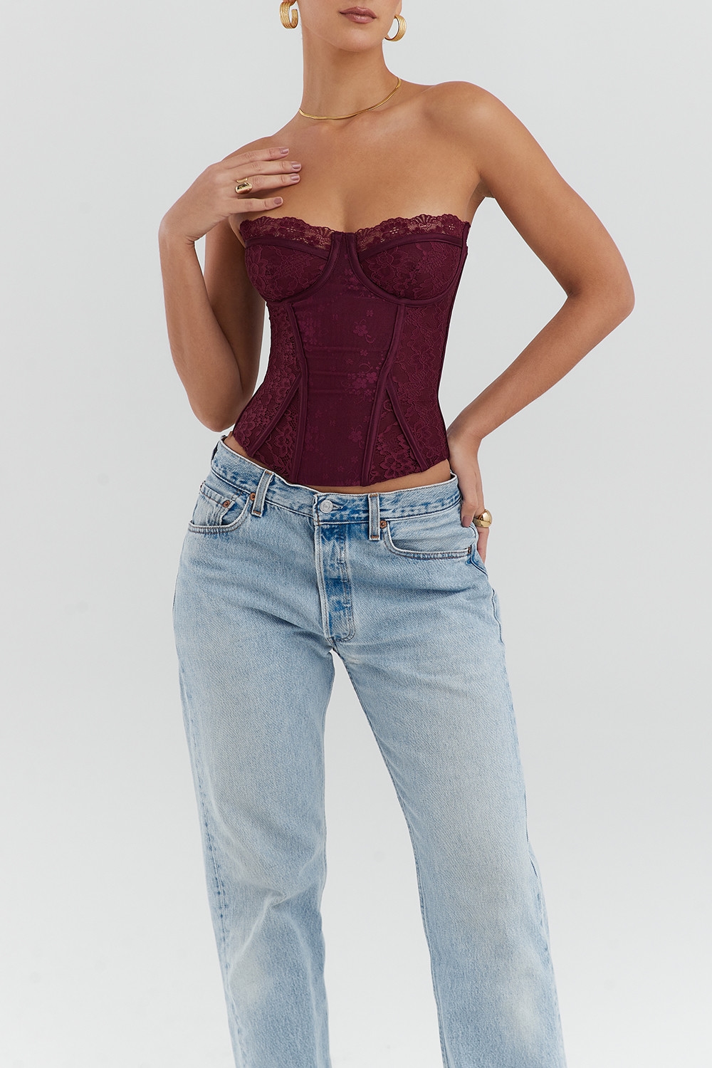 Mistress Rocks Black Cherry Lace Underwired Corset - SALE — image 3