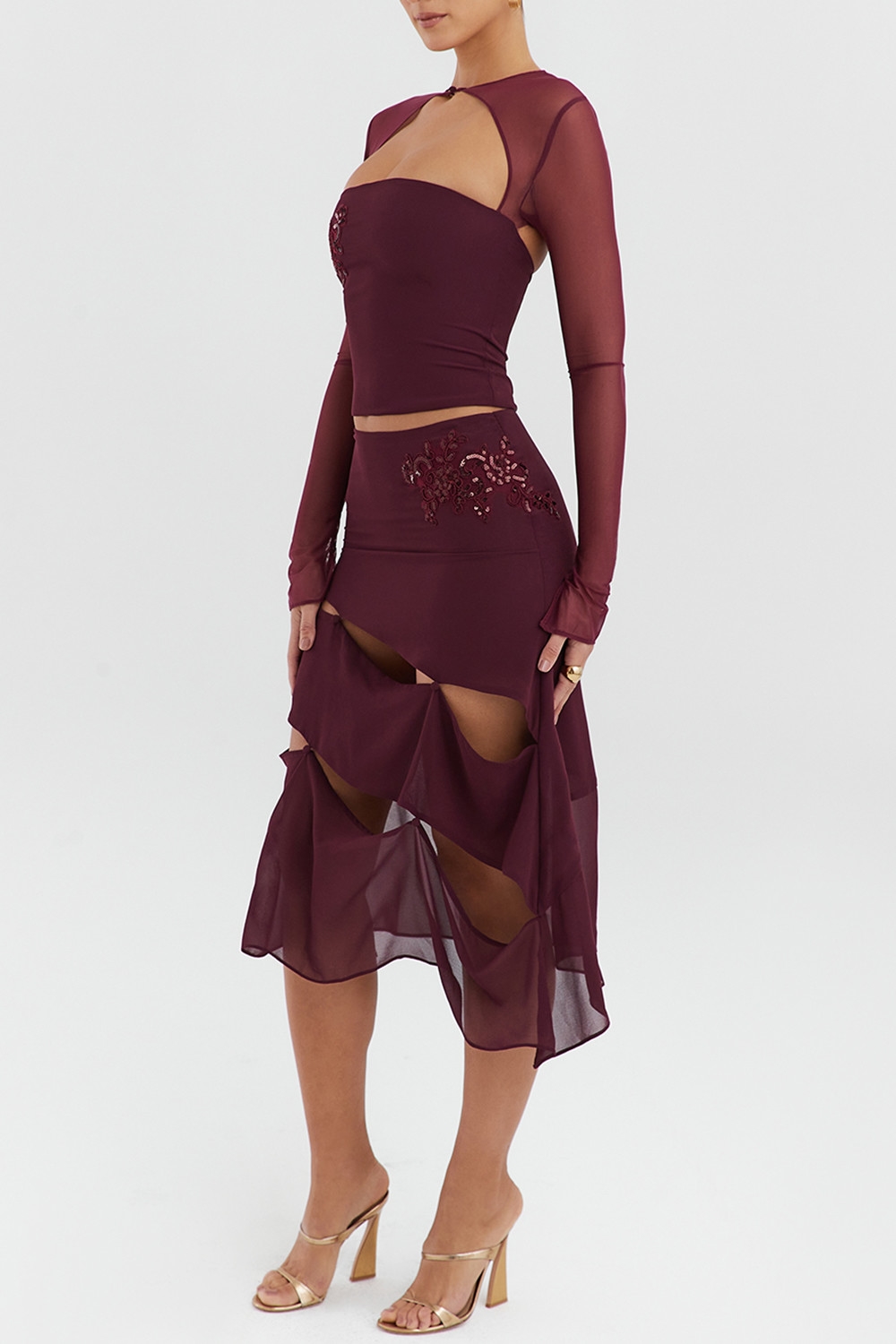 Mistress Rocks Black Cherry Embellished Midi Skirt - SALE — image 8