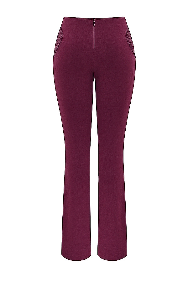 Mistress Rocks Black Cherry Lace Trim Trousers - SALE — image 13