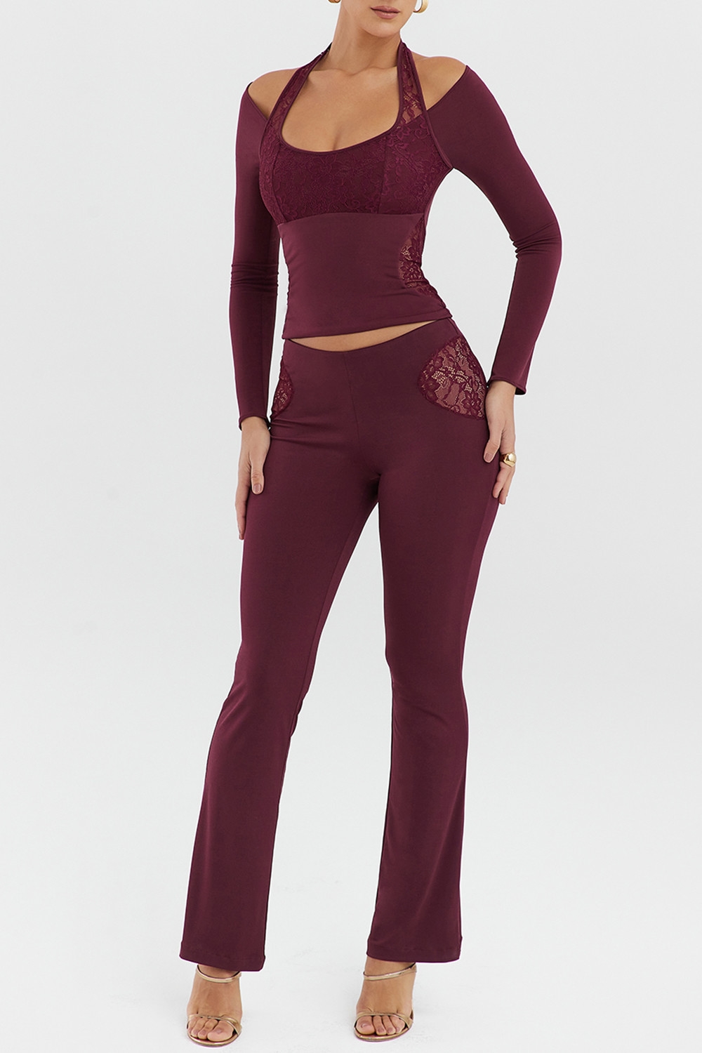 Mistress Rocks Black Cherry Lace Trim Trousers - SALE — image 3