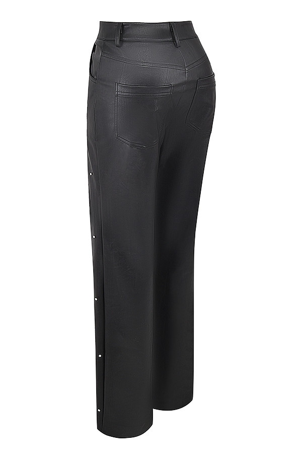 Mistress Rocks Black Vegan Leather Crystal Embellished Trousers - SALE — image 11