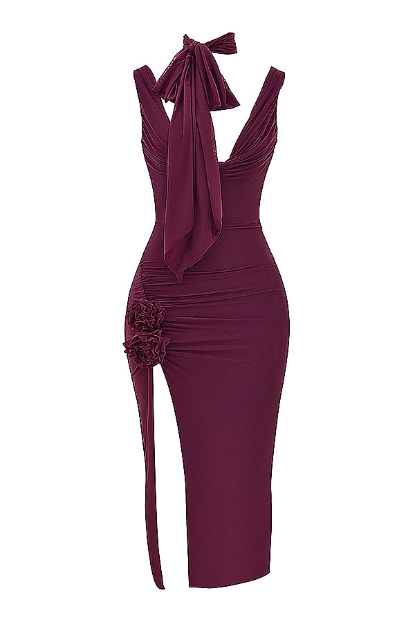 Mistress Rocks Black Cherry Flower Embellished Midi Dress - SALE — image 12