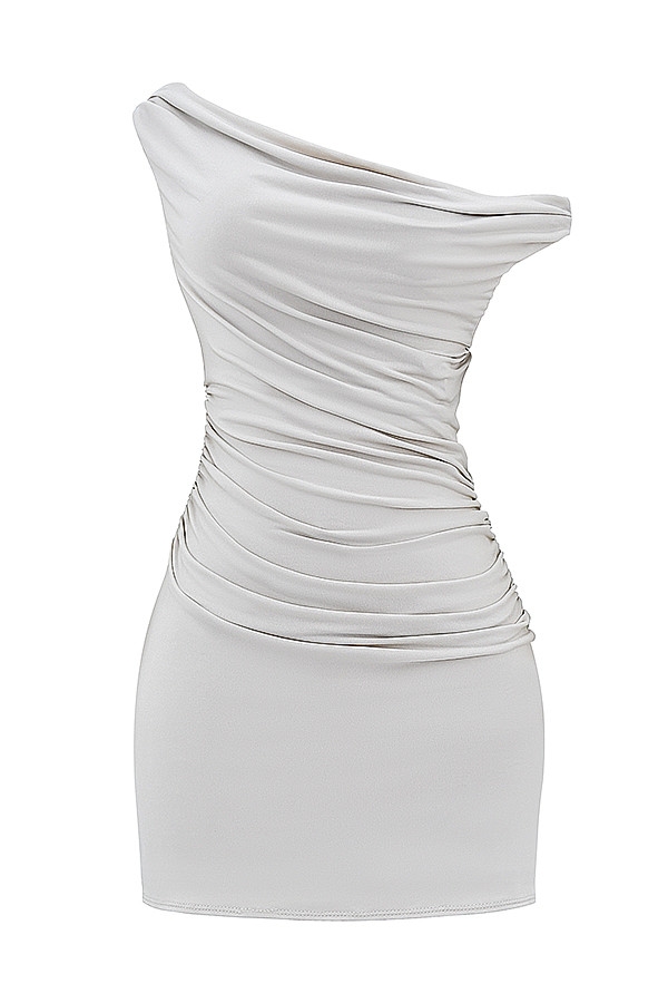 Mistress Rocks Taupe Off Shoulder Mini Dress - SALE — image 13