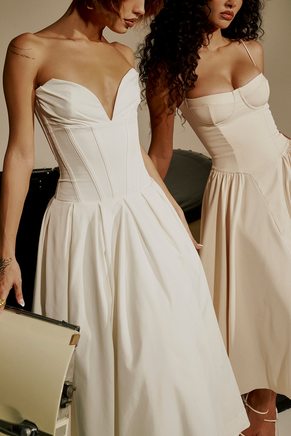 Lady  White Strapless Midi Dress — image 11