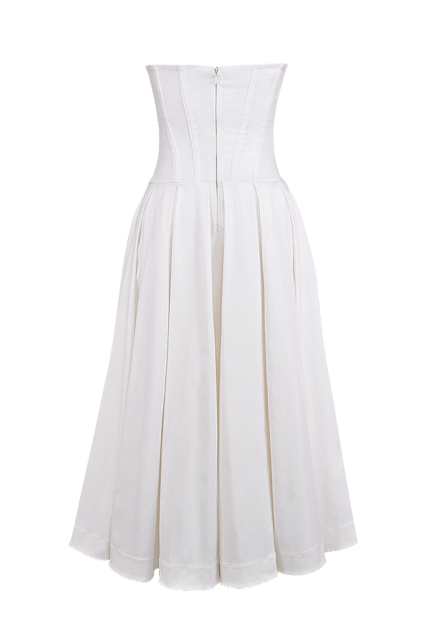 Lady  White Strapless Midi Dress — image 15