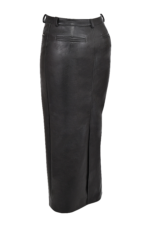 Tana  Black Vegan Leather Maxi Skirt — image 9